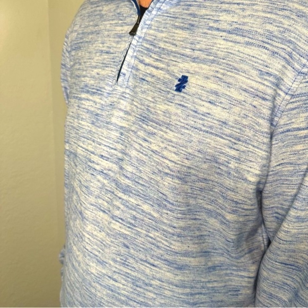 Men’s Izod Blue / White Long Sleeve Quarter Zip Jacket - Picture 2 of 5